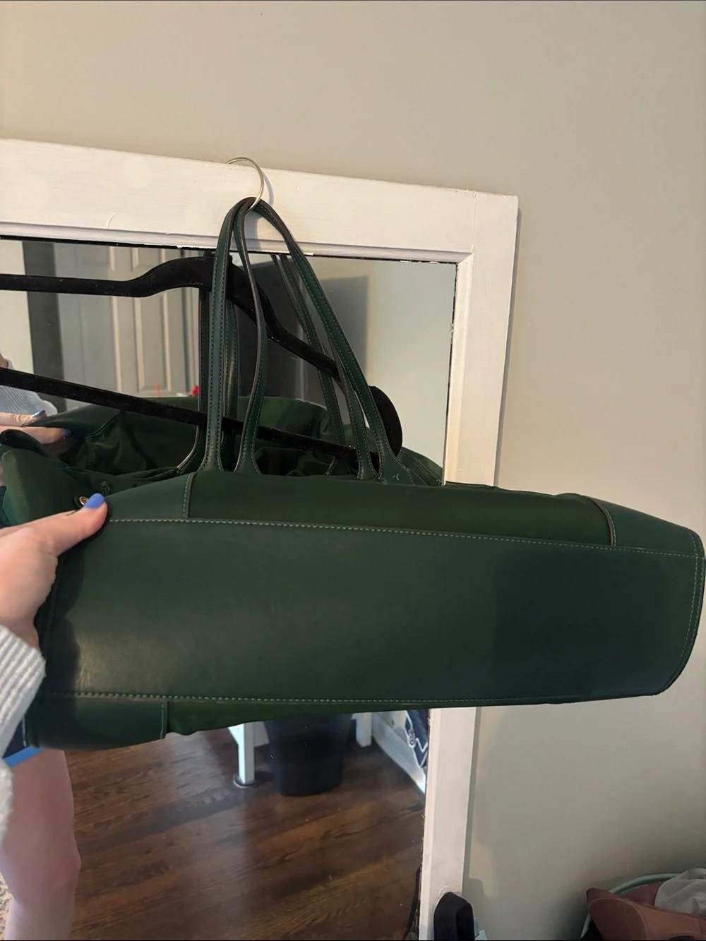 Tory Burch Forest Green Nylon Logo Tote